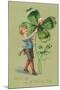 Greetings on St. Patricks Day, Pig and Giant Shamrock-null-Mounted Art Print