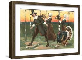 Greetings, Pilgrims Carrying Food-null-Framed Art Print