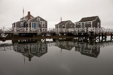 Over the Water Cottages Reflect Off the Calm Waters in the Nantucket Boat Basin-Greg Boreham-Photographic Print