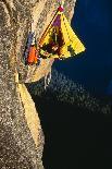 Rock Climber Bivouacked in His Portaledge on an Overhanging Cliff.-Greg Epperson-Framed Stretched Canvas