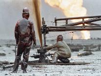 Gulf War 1991 Kuwait Burning Oil Field-Greg Gibson-Stretched Canvas
