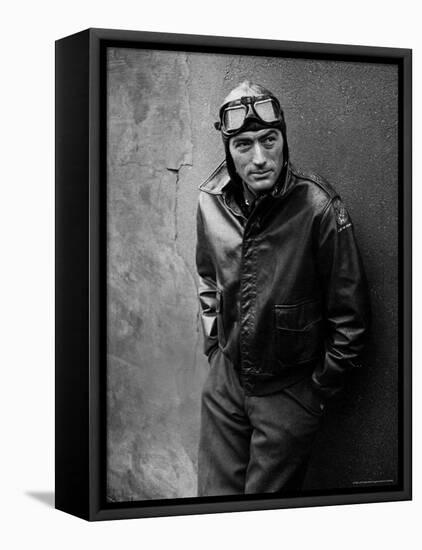 Gregory Peck Costumed as WWII American Air Forces Bomber Pilot for Twelve O'clock High-W^ Eugene Smith-Framed Stretched Canvas
