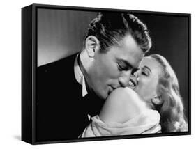 Gregory Peck Embracing Ann Todd in Publicity Still for Alfred Hitchcock's Film "The Paradine Case."-null-Framed Stretched Canvas