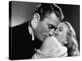 Gregory Peck Embracing Ann Todd in Publicity Still for Alfred Hitchcock's Film "The Paradine Case."-null-Stretched Canvas