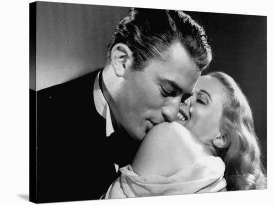 Gregory Peck Embracing Ann Todd in Publicity Still for Alfred Hitchcock's Film "The Paradine Case."-null-Stretched Canvas