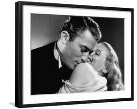 Gregory Peck Embracing Ann Todd in Publicity Still for Alfred Hitchcock's Film "The Paradine Case."-null-Framed Premium Photographic Print