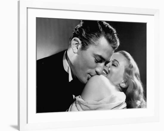 Gregory Peck Embracing Ann Todd in Publicity Still for Alfred Hitchcock's Film "The Paradine Case."-null-Framed Premium Photographic Print
