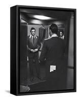 Gregory Peck Trying on Suit for His New Movie Man in the Grey Flannel Suit-Michael Rougier-Framed Stretched Canvas