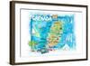 Grenada Antilles Illustrated Caribbean Travel Map with Highlights of West Indies Island Dream-M. Bleichner-Framed Art Print