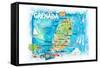 Grenada Antilles Illustrated Caribbean Travel Map with Highlights of West Indies Island Dream-M. Bleichner-Framed Stretched Canvas