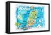 Grenada Antilles Illustrated Caribbean Travel Map with Highlights of West Indies Island Dream-M. Bleichner-Framed Stretched Canvas