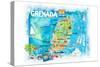 Grenada Antilles Illustrated Caribbean Travel Map with Highlights of West Indies Island Dream-M. Bleichner-Stretched Canvas