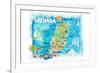 Grenada Antilles Illustrated Caribbean Travel Map with Highlights of West Indies Island Dream-M. Bleichner-Framed Art Print