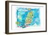 Grenada Antilles Illustrated Caribbean Travel Map with Highlights of West Indies Island Dream-M. Bleichner-Framed Art Print