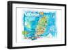 Grenada Antilles Illustrated Caribbean Travel Map with Highlights of West Indies Island Dream-M. Bleichner-Framed Art Print