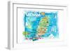 Grenada Antilles Illustrated Caribbean Travel Map with Highlights of West Indies Island Dream-M. Bleichner-Framed Art Print