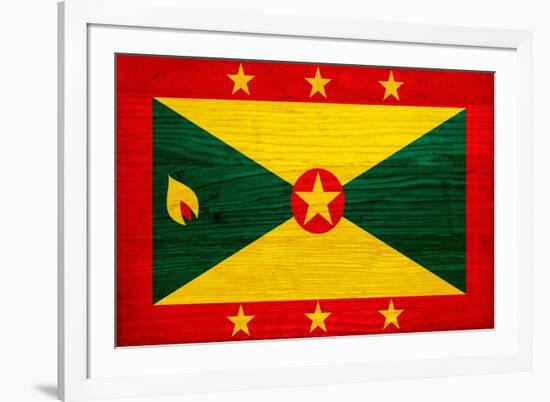 Grenada Flag Design with Wood Patterning - Flags of the World Series-Philippe Hugonnard-Framed Art Print