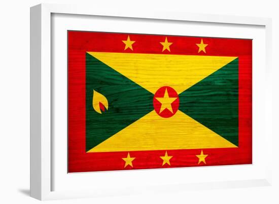 Grenada Flag Design with Wood Patterning - Flags of the World Series-Philippe Hugonnard-Framed Art Print