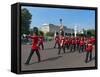 Grenadier Guards March to Wellington Barracks after Changing the Guard Ceremony, London, England-Walter Rawlings-Framed Stretched Canvas