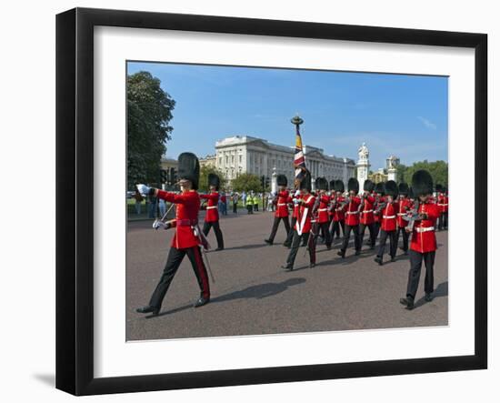 Grenadier Guards March to Wellington Barracks after Changing the Guard Ceremony, London, England-Walter Rawlings-Framed Photographic Print