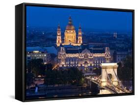 Gresham Palace Lit Up at Night, Budapest, Hungary-Peter Adams-Framed Stretched Canvas