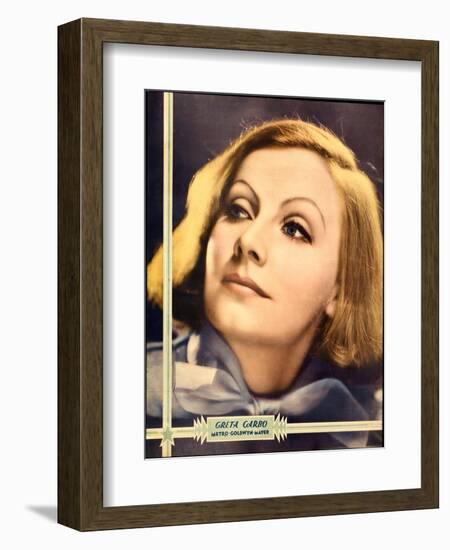 Greta Garbo on MGM jumbo window card/portrait poster, ca. 1932-null-Framed Art Print