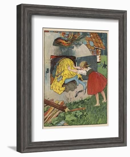 Gretel Seizes Her Opportunity and Pushes the Wicked Witch into the Oven-Willy Planck-Framed Photographic Print