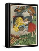 Gretel Seizes Her Opportunity and Pushes the Wicked Witch into the Oven-Willy Planck-Framed Stretched Canvas