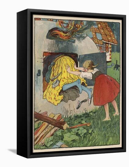 Gretel Seizes Her Opportunity and Pushes the Wicked Witch into the Oven-Willy Planck-Framed Stretched Canvas