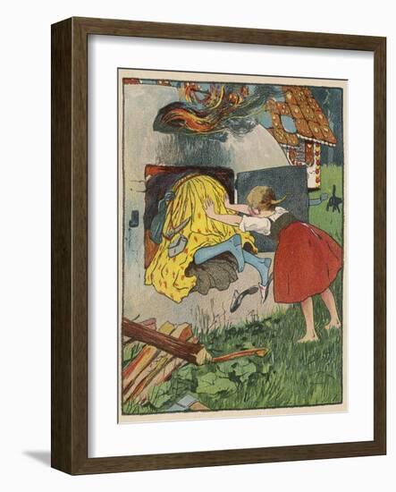 Gretel Seizes Her Opportunity and Pushes the Wicked Witch into the Oven-Willy Planck-Framed Photographic Print