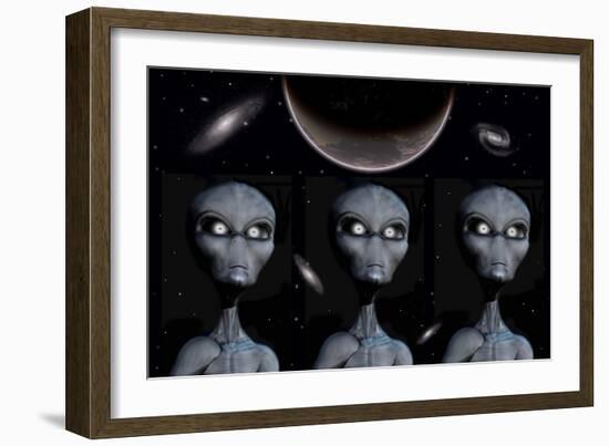 Grey Alien Clones-null-Framed Art Print