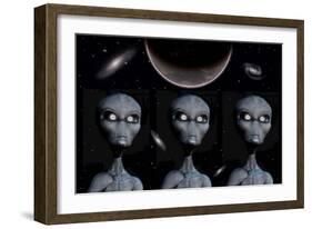 Grey Alien Clones-null-Framed Art Print