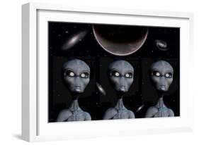 Grey Alien Clones-null-Framed Art Print