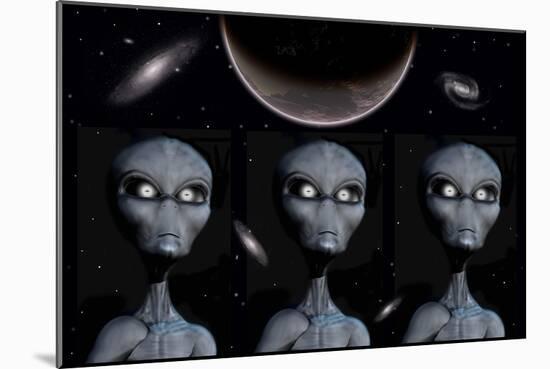 Grey Alien Clones-null-Mounted Art Print