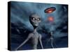 Grey Aliens and their Flying Saucer, Visiting Earth-null-Stretched Canvas