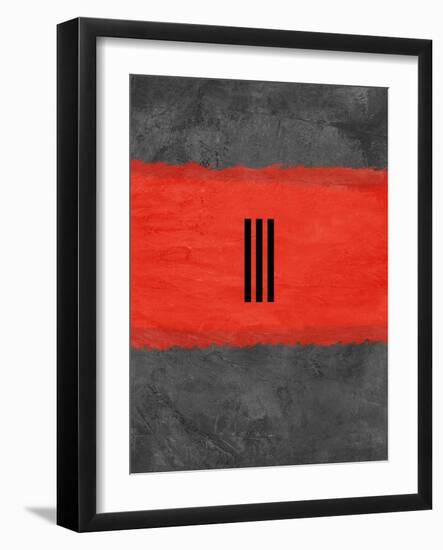 Grey and Red Abstract 1-NaxArt-Framed Art Print