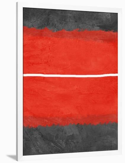 Grey and Red Abstract 2-NaxArt-Framed Art Print