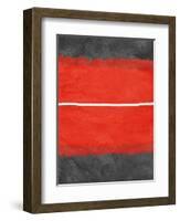 Grey and Red Abstract 2-NaxArt-Framed Art Print