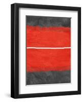 Grey and Red Abstract 2-NaxArt-Framed Art Print