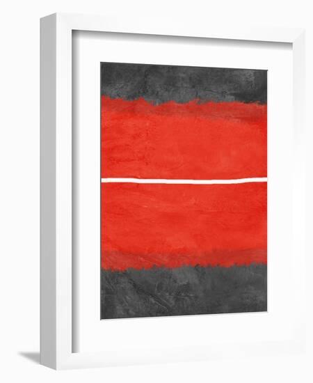 Grey and Red Abstract 2-NaxArt-Framed Art Print