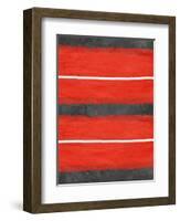 Grey and Red Abstract 3-NaxArt-Framed Art Print