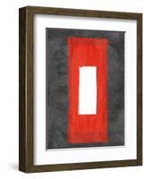 Grey and Red Abstract 4-NaxArt-Framed Art Print