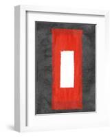 Grey and Red Abstract 4-NaxArt-Framed Art Print