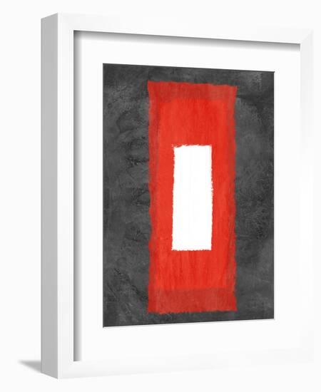 Grey and Red Abstract 4-NaxArt-Framed Art Print