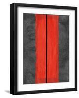 Grey and Red Abstract 5-NaxArt-Framed Art Print