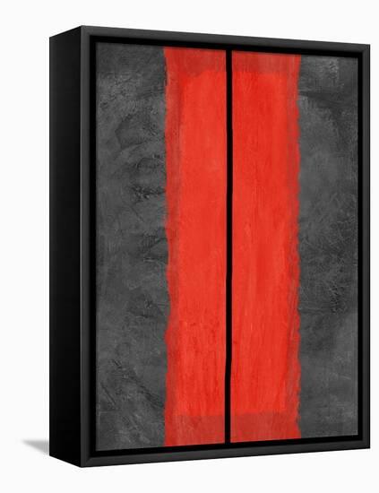 Grey and Red Abstract 5-NaxArt-Framed Stretched Canvas