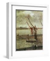 Grey And Silver: Chelsea Wharf, Ca. 1864-1868-James Abbott McNeill Whistler-Framed Giclee Print