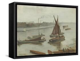 Grey and Silver: Old Battersea Reach, 1863-James Abbott McNeill Whistler-Framed Stretched Canvas