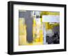 Grey And Yellow Abstract Art Painting-T30Gallery-Framed Art Print