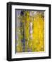 Grey And Yellow Abstract Art Painting-T30Gallery-Framed Art Print